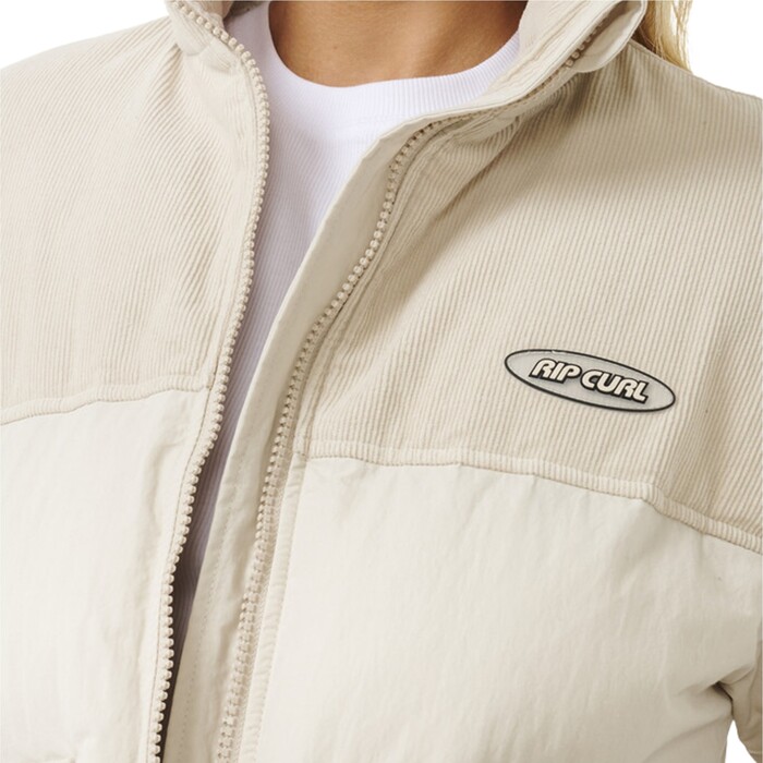 2024 Rip Curl Frauen High Tide Mixed Cord Puffer 02DWJA - Off White